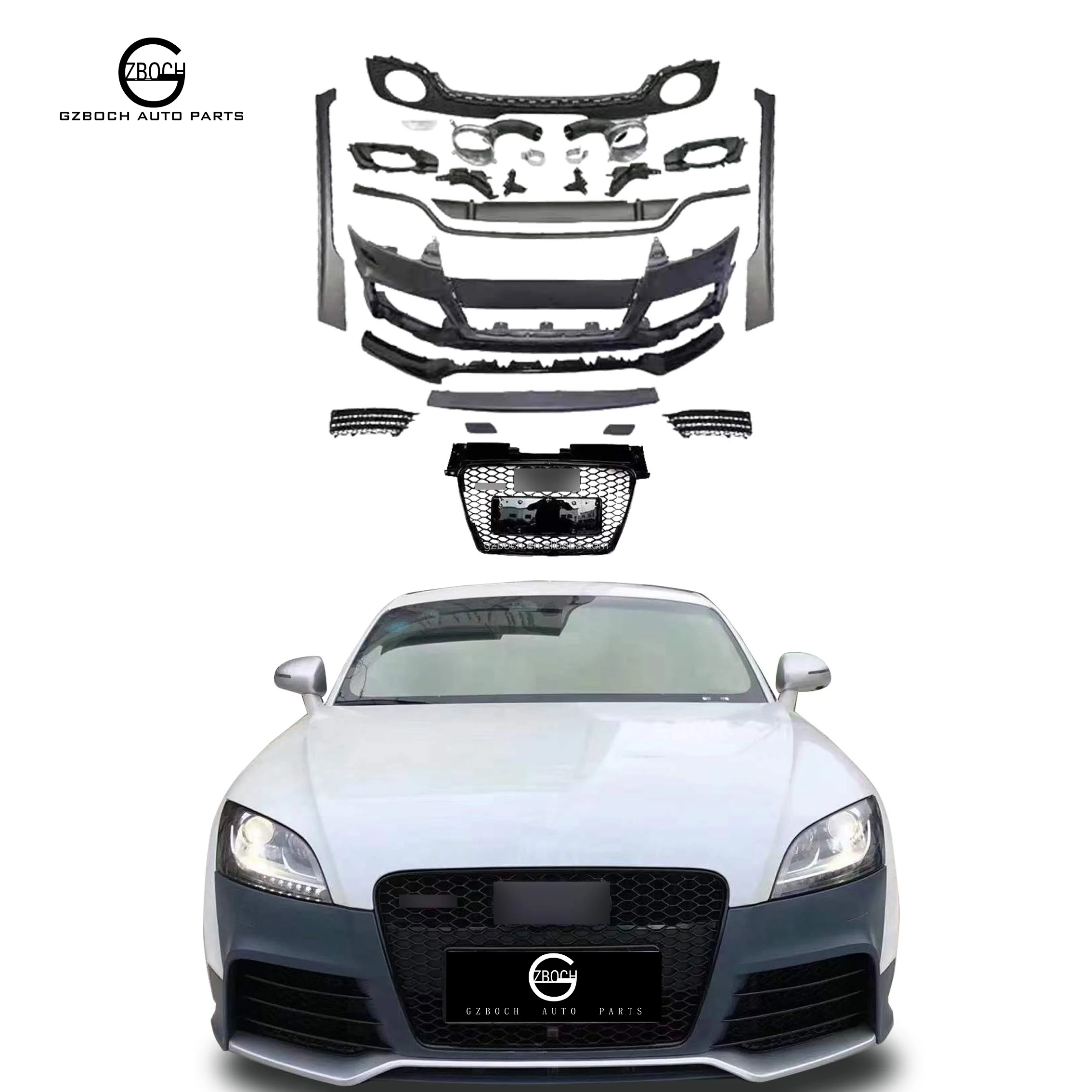 

Автомобильные аксессуары для Audi TT MK2 2008-2014 гг., обновление TTRS, автозапчасти, передний автомобильный бампер