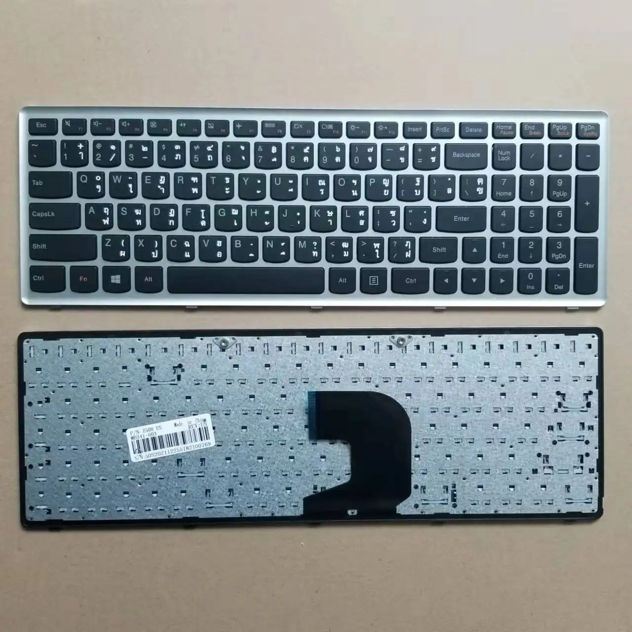 

New TI Thai Keyboard For Lenovo IdeaPad P500 P500a Z500 Z500a With Silver Frame