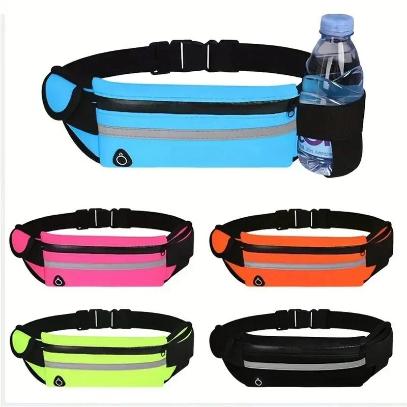 Men Women Waistbag Marathon Running Outdoor Riding Fitness With Water Bottle Waterproof Phone Sport Male Female Belt Waist Bags