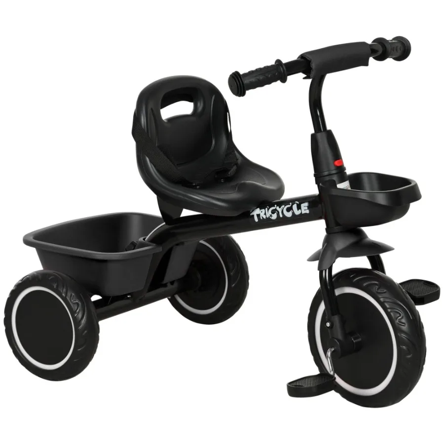 

Qaba Tricycle for Toddlers Age 25 with Adjustable Seat Toddler Bike with Storage Baskets for Girls and Boys Black
