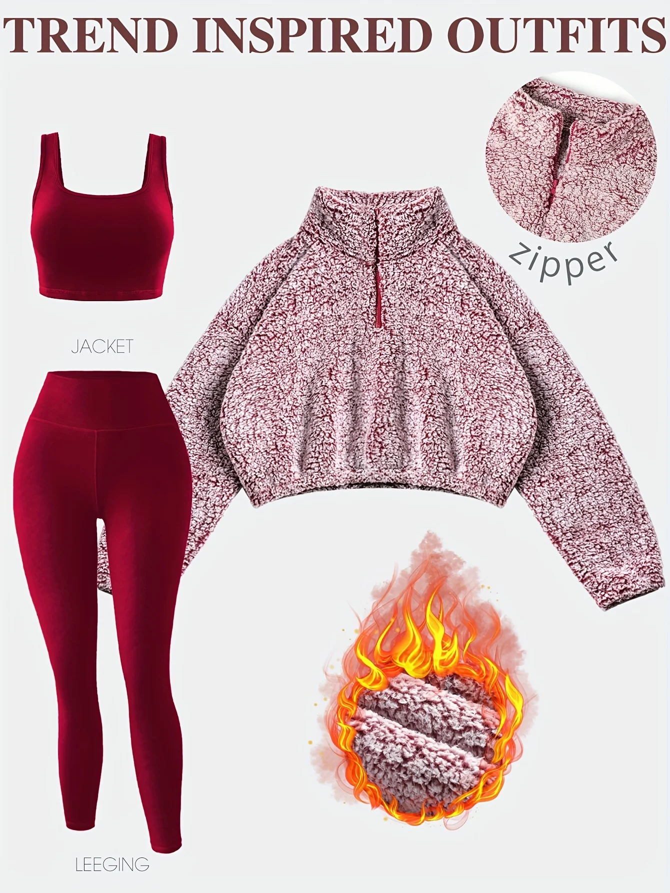 

Three-Piece Women's Sports Suit, Fleece-Lined Top, Breathable Sports Vest and Quick-Drying Yoga Pants, Opaque, Comfortable for Autumn and Winter