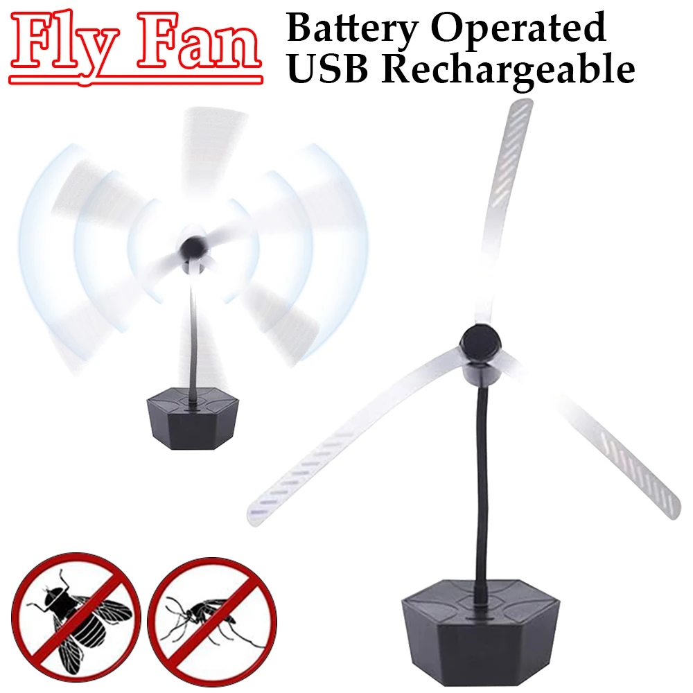 

USB Recharge Outdoor Kitchen Fly Repellent Fan Fly Destroyer Keep Flies Bugs Away From Food Household Pest Repellent Table Fan