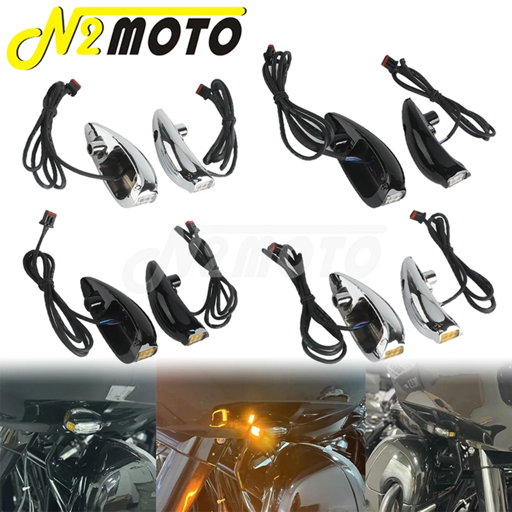 Motorcycle Front Turn Signal Indicators LED Running Lamp Cornering Blinker Light For Harley Road Glide FLTRX FLTRU FLTRK 2015-23