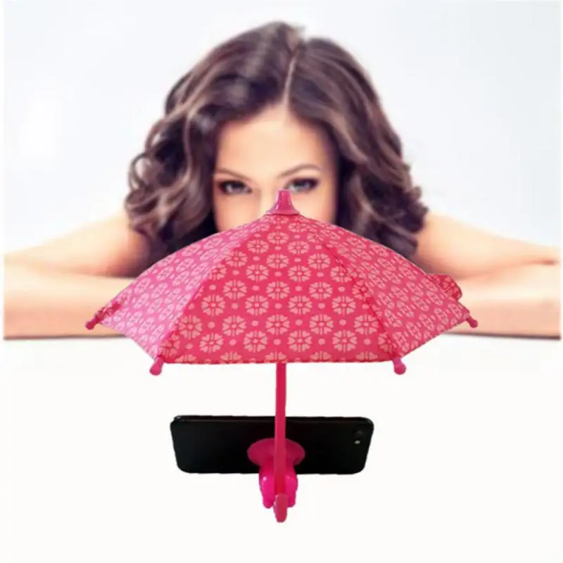 Mini Umbrella & Phone Holder - Sun Shield Mount with Universal Suction Cup Stand, Cute Design