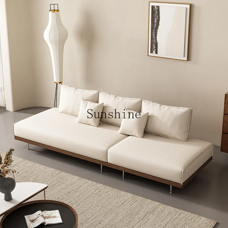 Simple and modern size apartment cotton and linen straight sofa without armrests