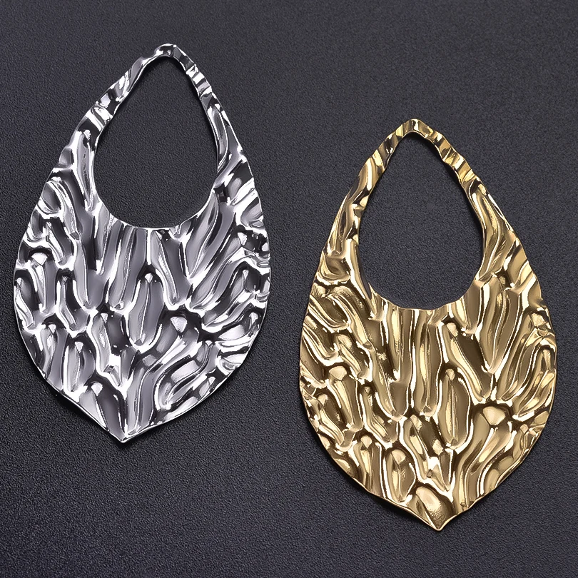 6Pcs/Lot Stainless Steel DIY Mix Colors Hammered Textured Irregular Pendant Earrings Material Personalized Heart Charms Jewelry
