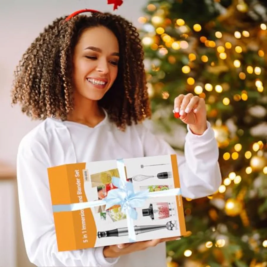 Immersion Blender Handheld Corded Hand Blenders Set 1100W Trigger Variable Speed 5 in 1 Stick Emulsifier with Chopper Whisk and