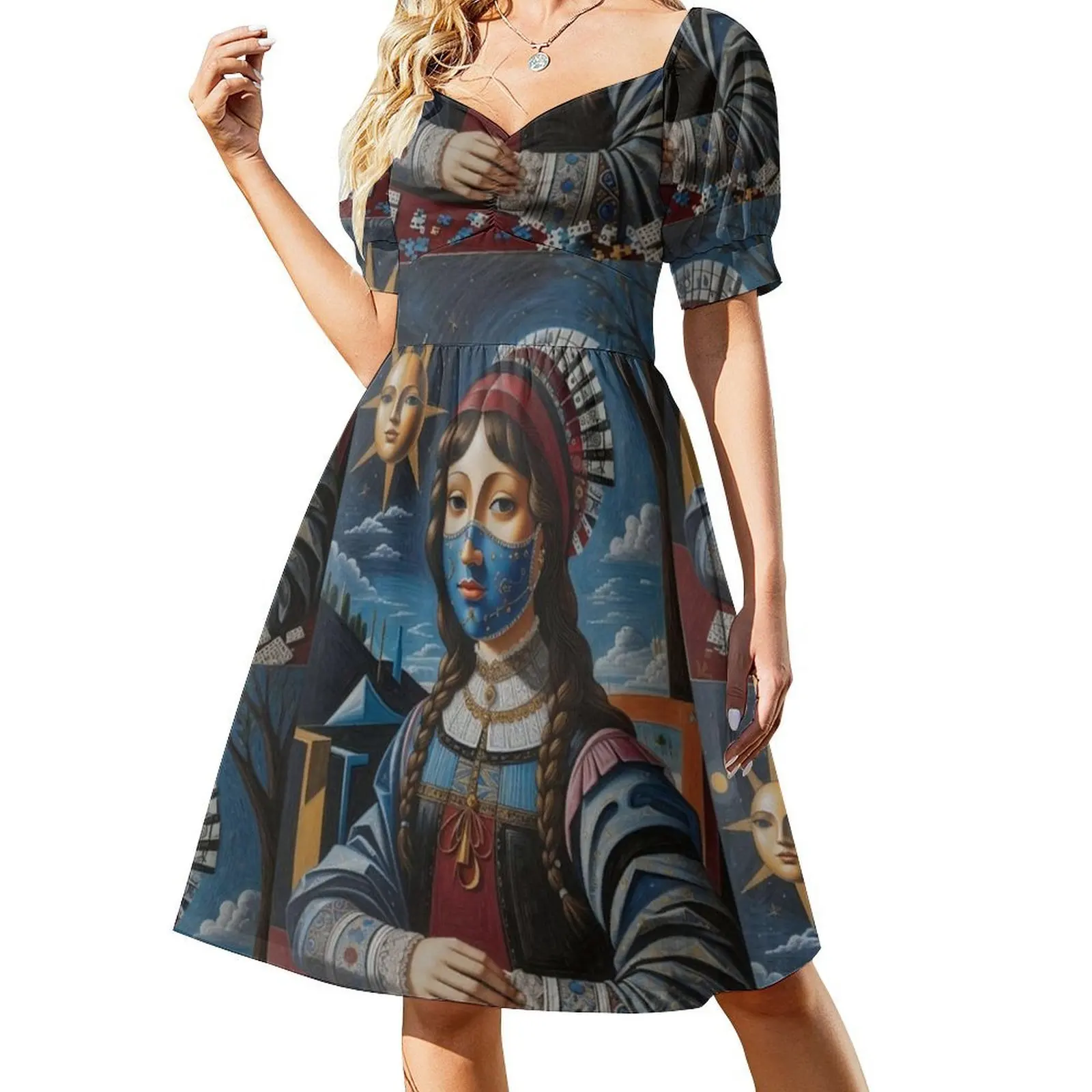 فستان موناليزا New1 للسيدات على طراز الهيب هوب ملابس الشارع مطبوعة برسومات جرافيك للحفلات ملابس للنادي موناليزا كل يوم ورقبة دائرية فستان سخي لـ #2