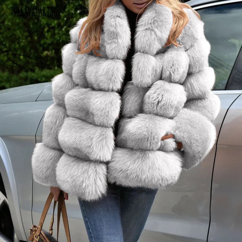 2025 Women Winter Plus Size Faux Fur Coat Female Loose Furry Long Sleeve Plush Jacket Ladies Large Fake Fur Warm Fluffy Cardigan