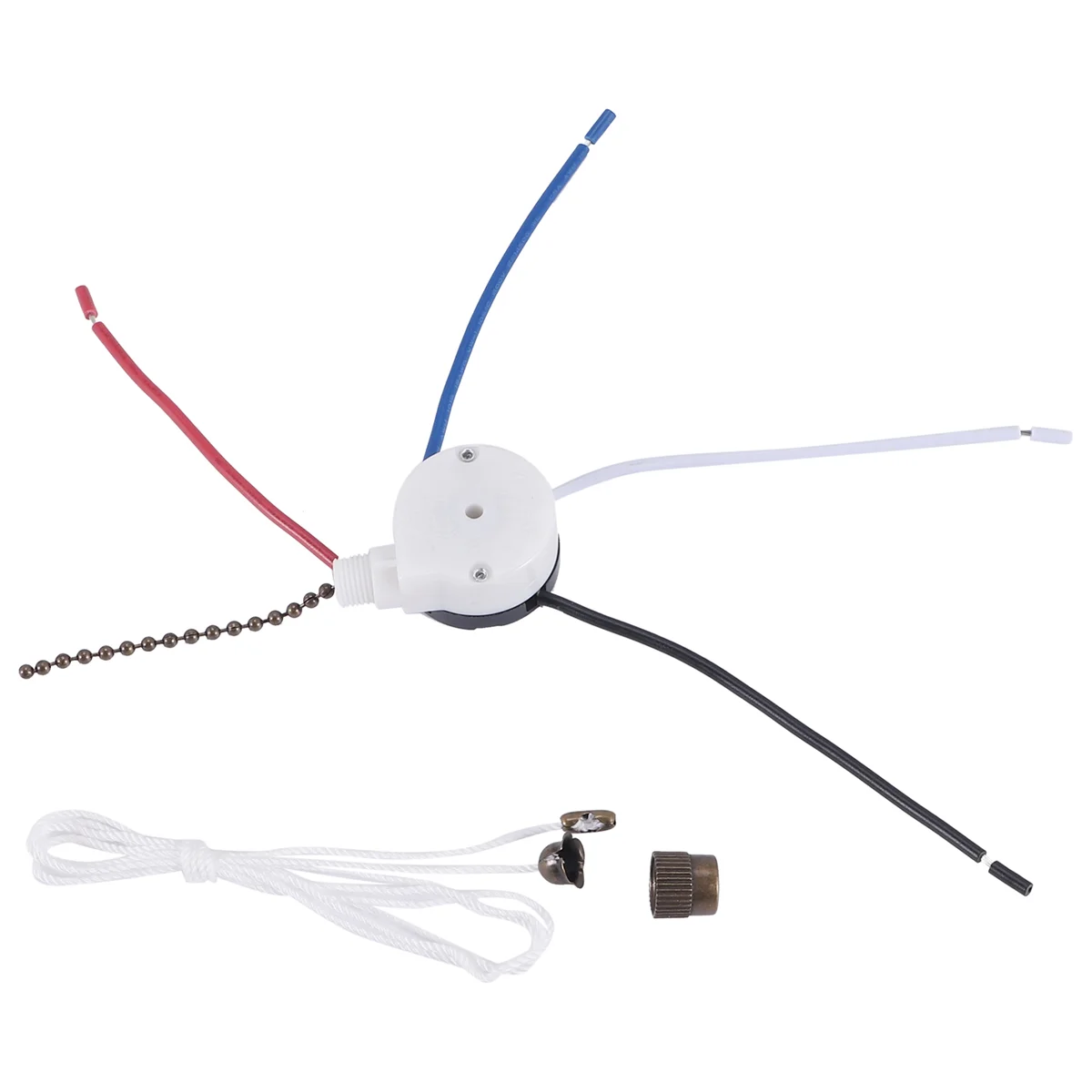 Ceiling Fan Switch Kit 3 Speed 4 Wire, Fan Switch Zipper Speed Control Switch, ZE-208S Pull Wire Switch with Rope Bronze