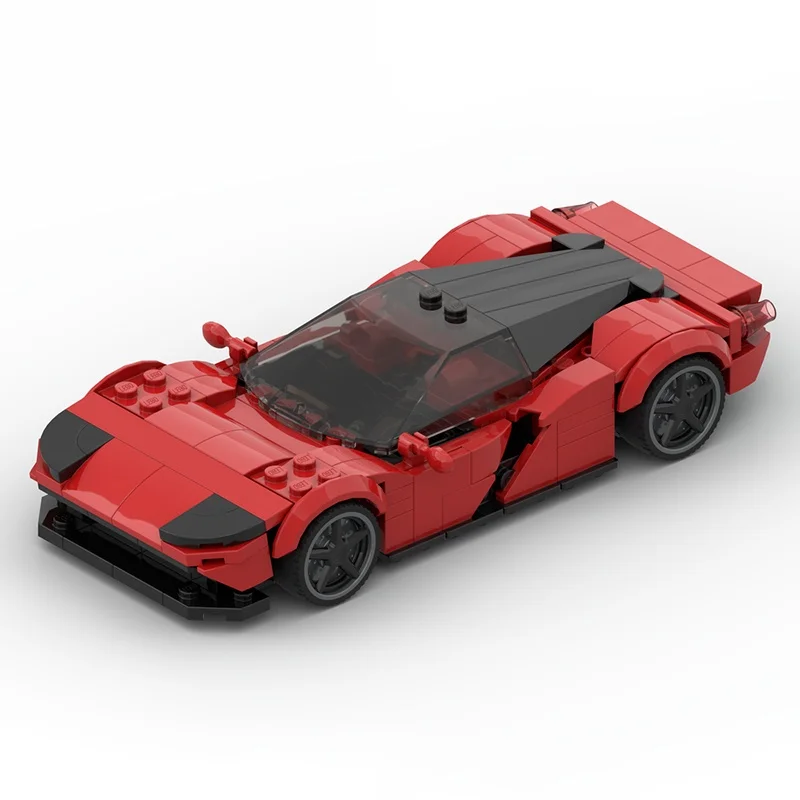 

201PCS MOC City Champions Super Car 8 Redretromrcar Model Technology DIY Assembly Building Blocks Display Birthday Gift Decor