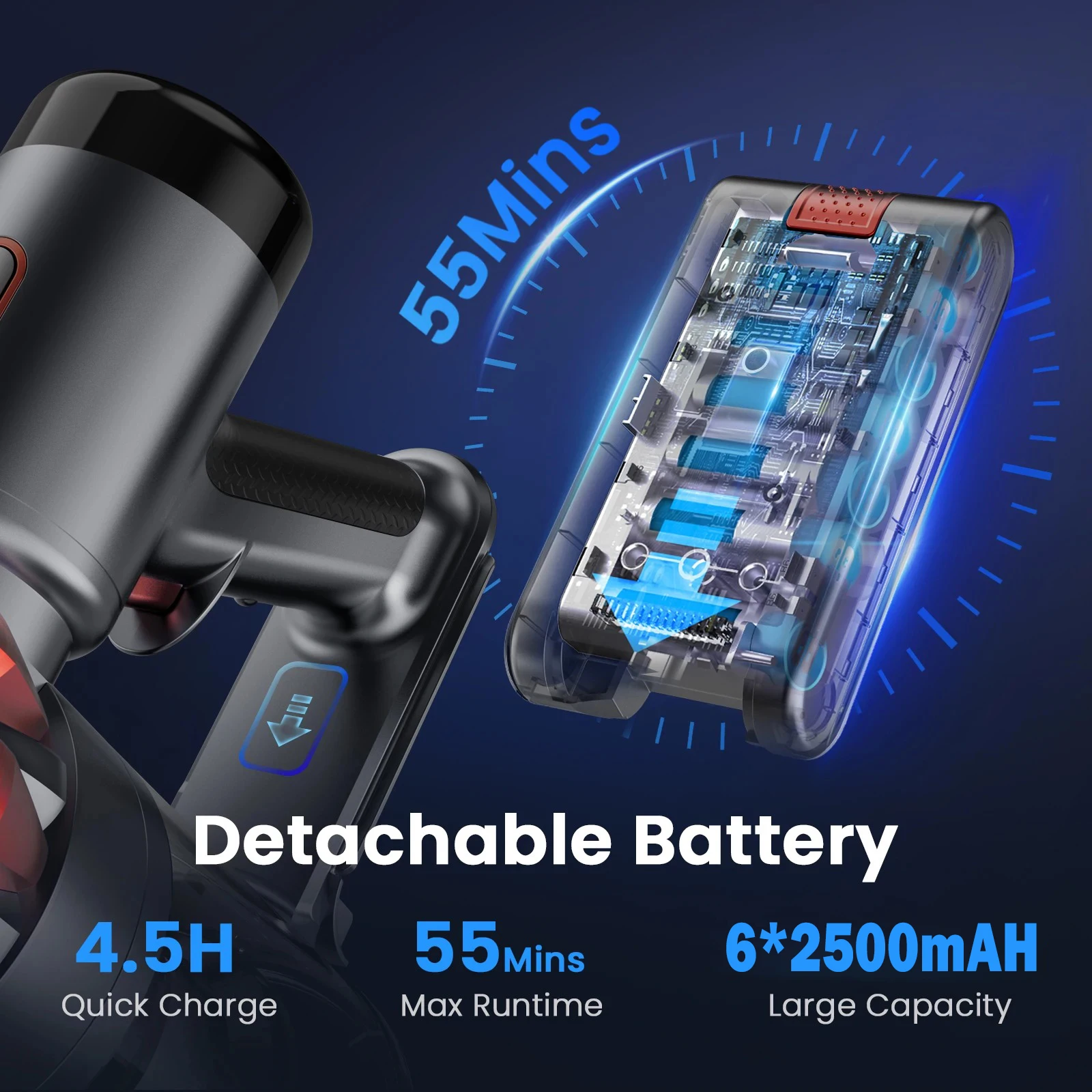 UMLO S3P Cordless Vacuum Cleaner 30Kpa 55Mins Running Handheld Stick Vacuum with LED Display for Carpet Hard Floors Car Pet Hair