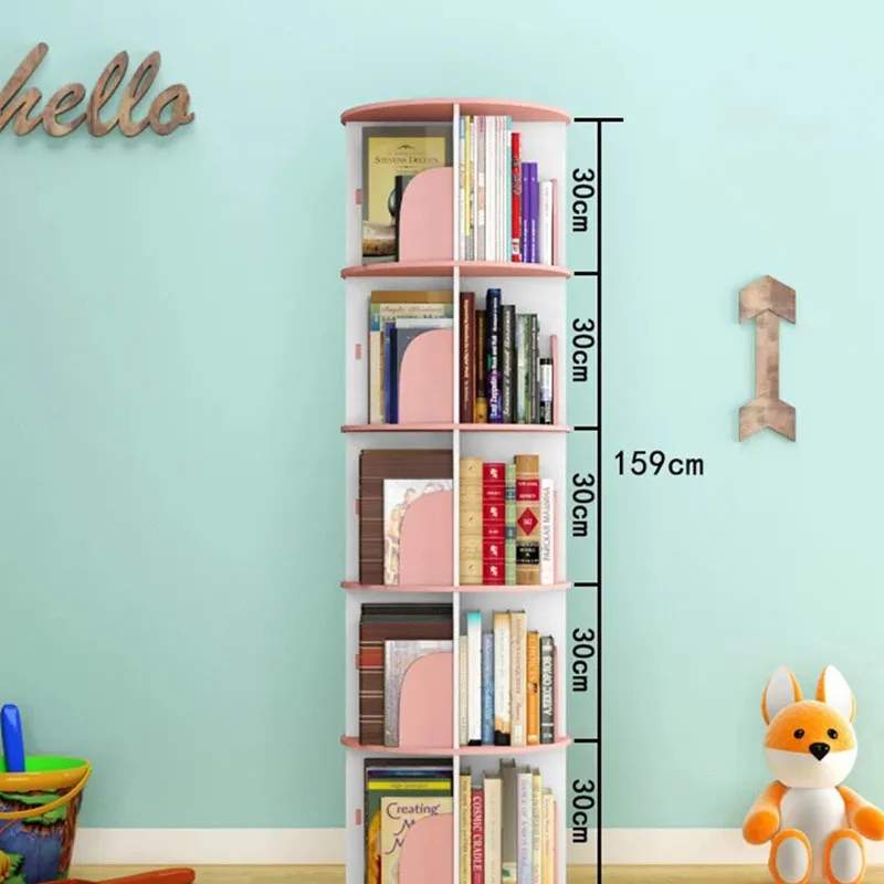 Simple Rotating Bookshelf Children Picture Frame Student Simple Organizer Space Saving Bookcase Modern Vitrina Library Furniture