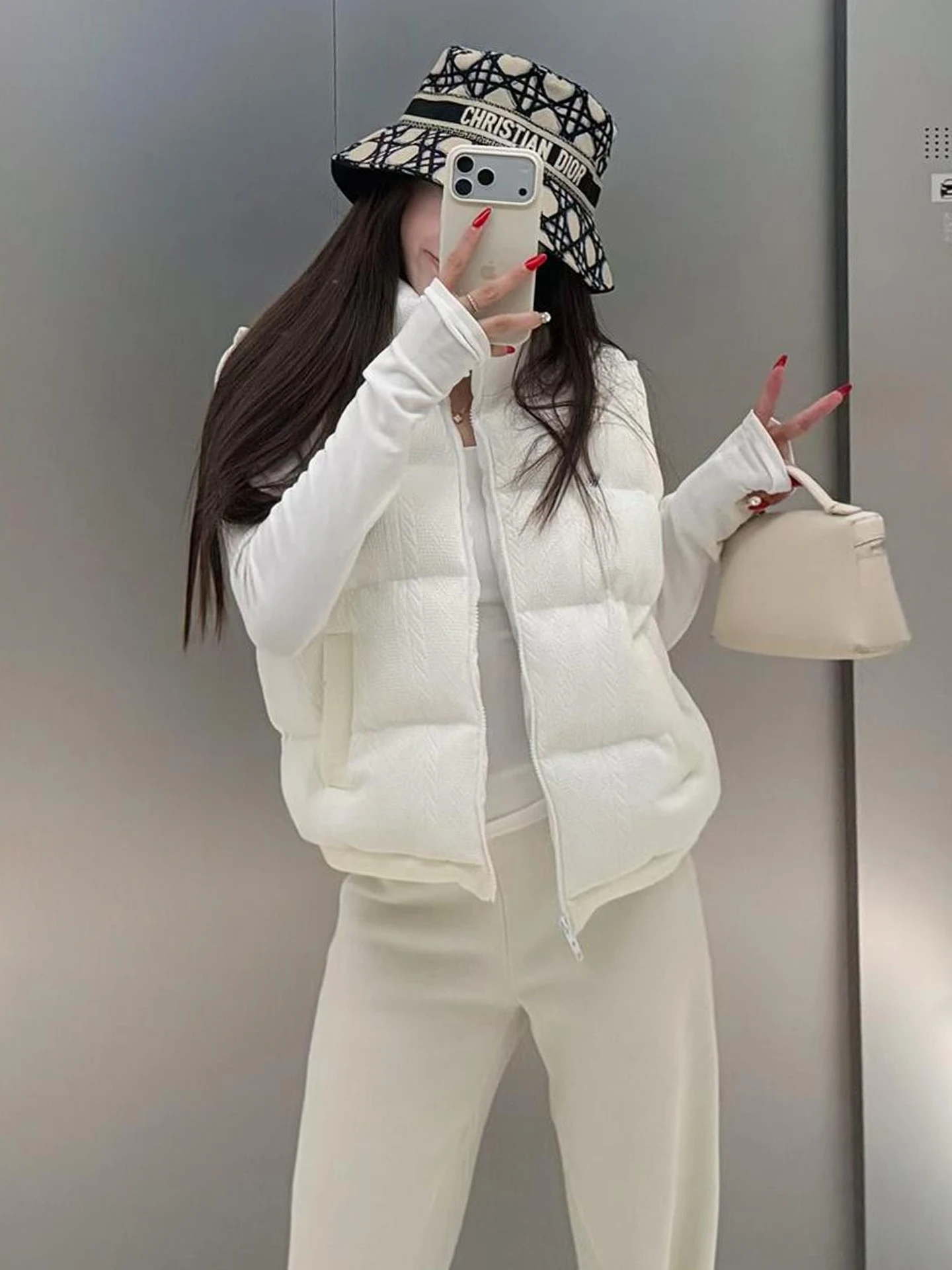 

Women's Knitted Twist Thiened down Cotton Vest Svel Outerwear Faionable Winter Warm Coat ort Sle Zipper Closure