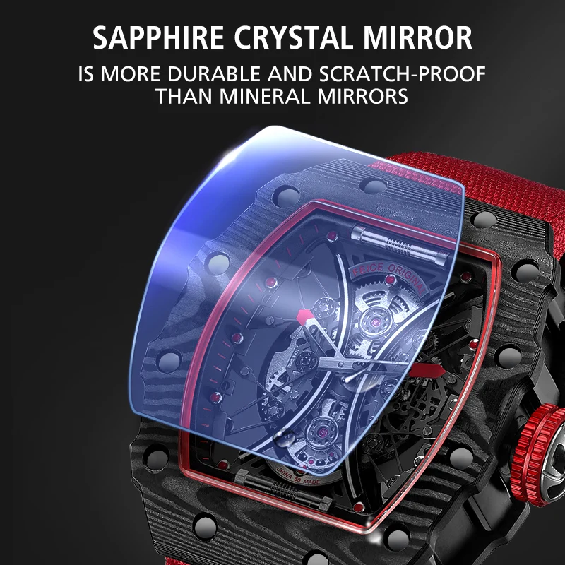 FEICE Men Skeleton Automatic Mechanical Watch Double-Sided Sport Luxury Brand Men\'s Watch Waterproof Automatic Watch FM602