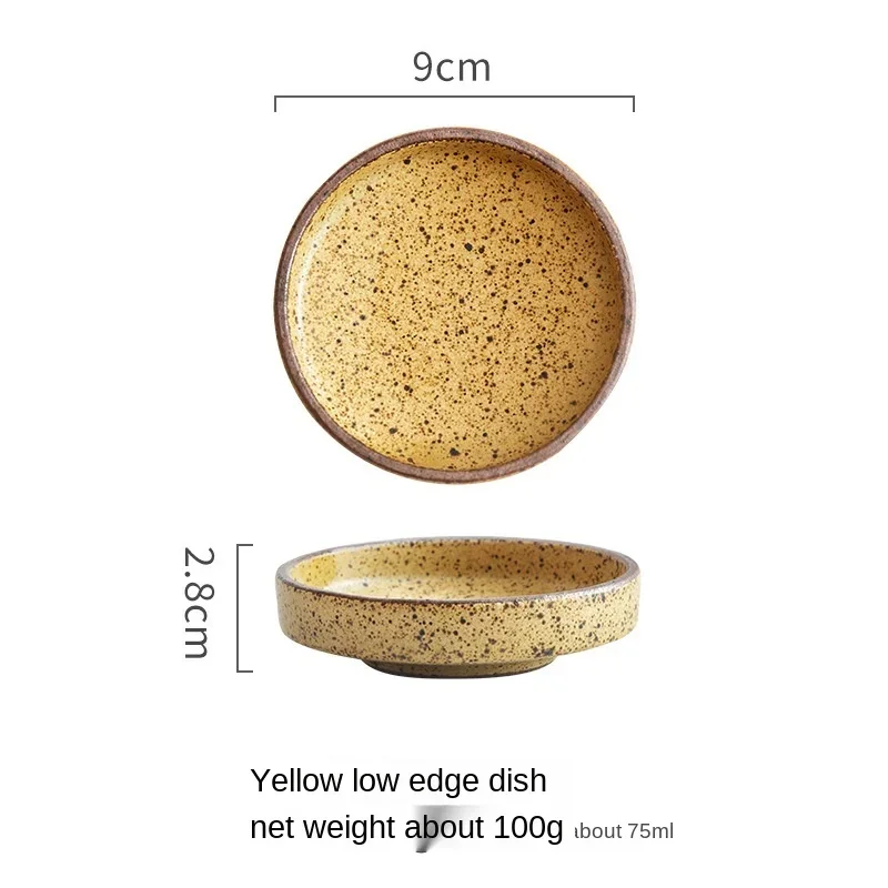 1pcs Pottery Round Sauce Dish Ceramic Small Seasoning Dish Wholesale Bowl Clay Wasabi Soy Sauce Dish Japanese Candy