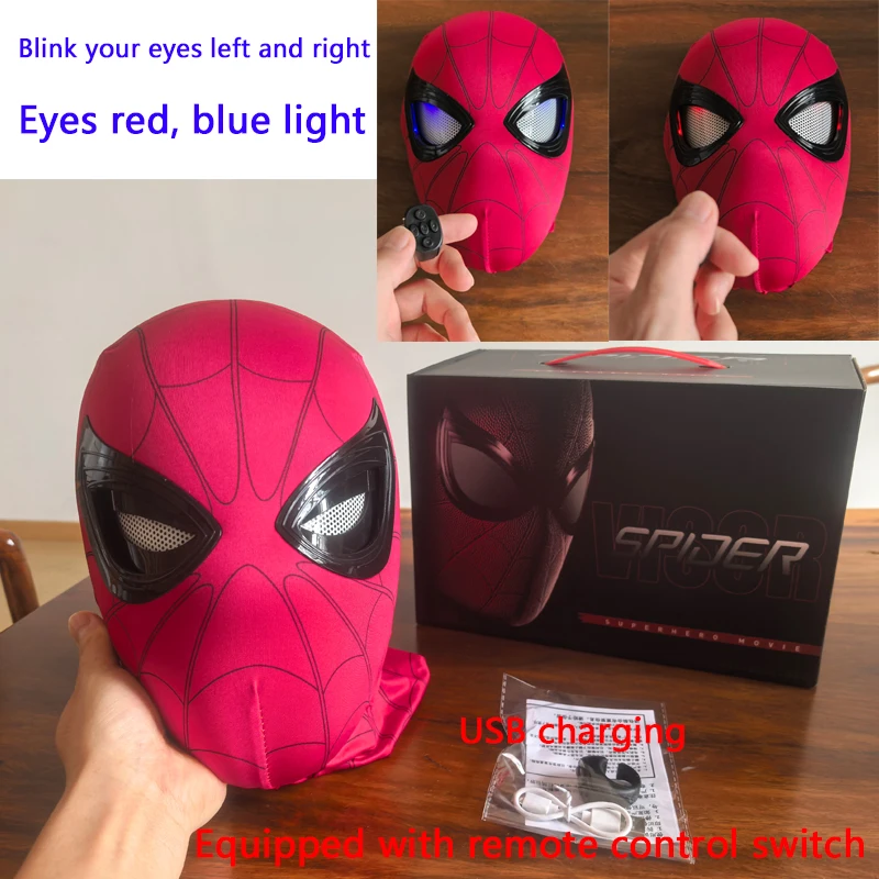 Spider-Man /;Light Up Mask with Motorized Eyes & Ring Control 1:1 Scale Wearable Collectible for Cosplay Halloween Xmas Gift