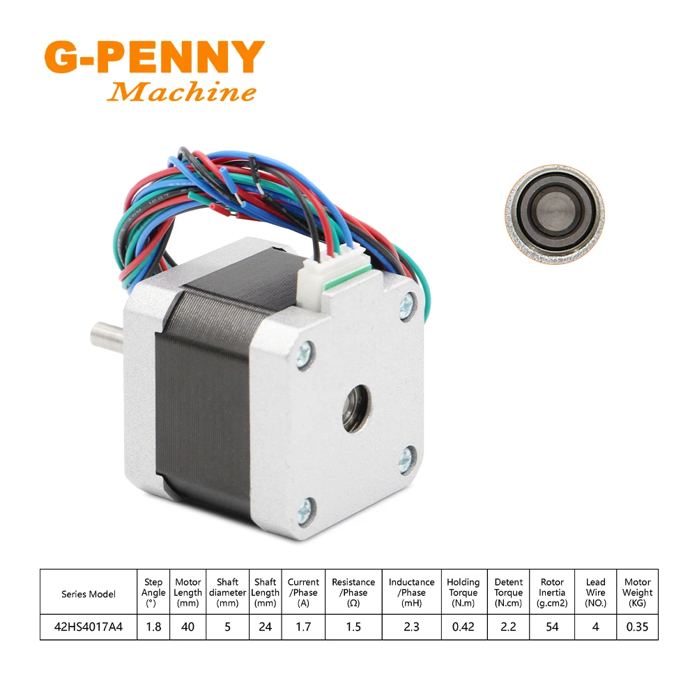 Motor paso a paso Nema17 42HS4017A4, 1,7a, 0,42n. m, 60OZ-IN, 1,8 grados, 4 Plomo para impresora 3d cnc, envío gratis