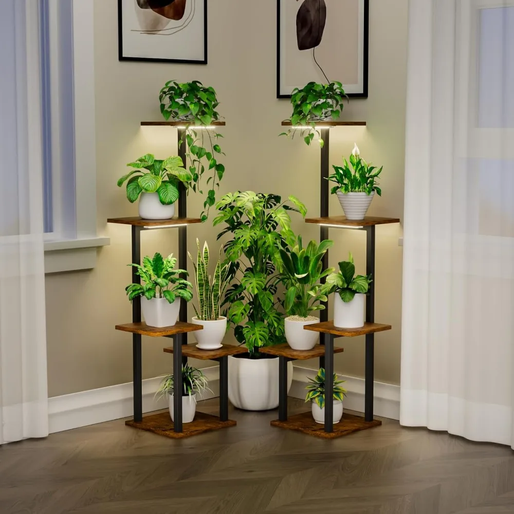 

Plant Stand Indoor with Grow Light - 2 Pack Metal Plant Shelf for Indoor Plants Multiple, 5 Tiered Corner Plant Stand Shelves