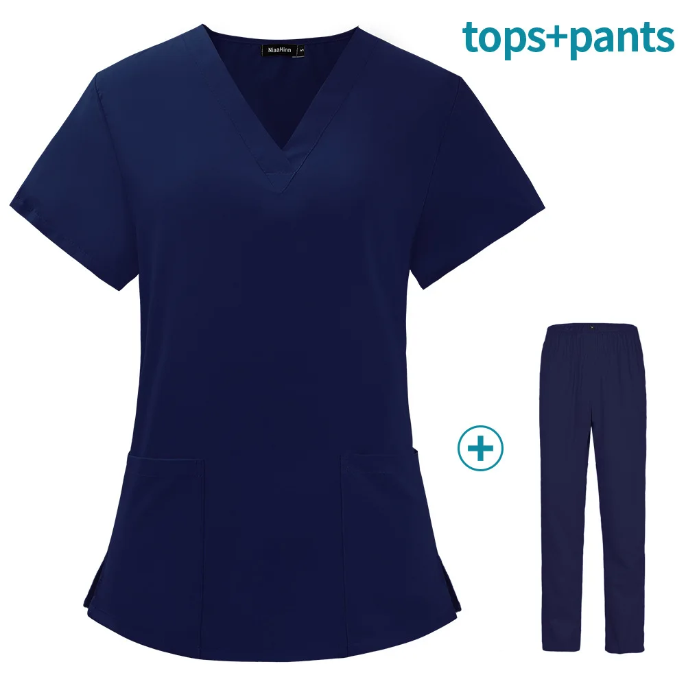 Conjuntos de uniformes médicos para mujeres, Tops de Hospital, pantalones, clínica Dental, salón de belleza, ropa de trabajo de laboratorio, accesorios de enfermeras