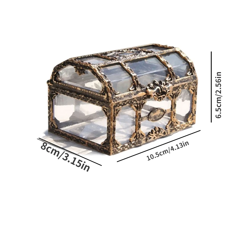 1Plastic Transparent Pirate Treasure Box Crystal Gem Jewelry Box Storage Organizer Chest Treasure for Jewelry Gem Trinket Box