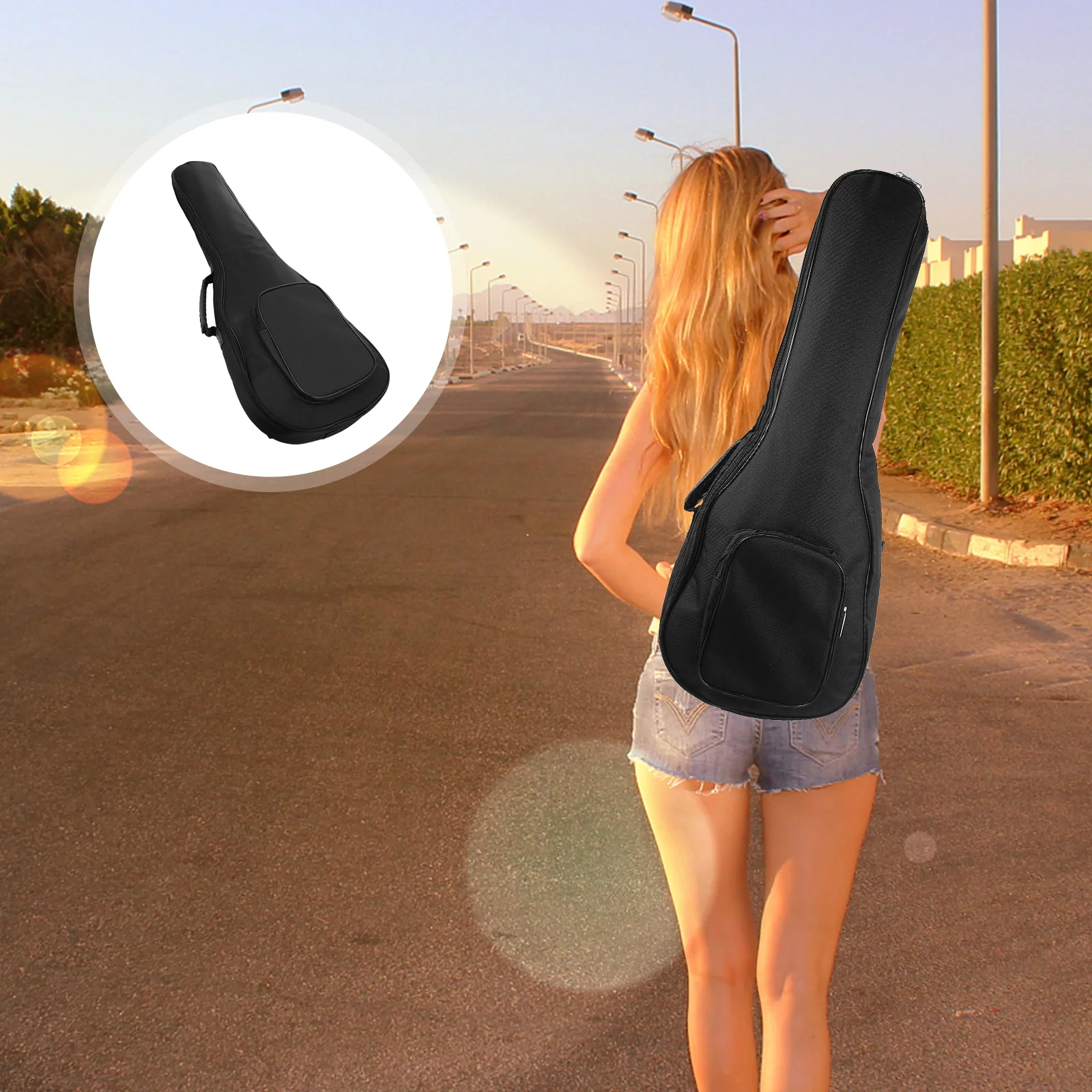 

Ukulele Bag Rucksack Schwarz Guitar Ukulelentasche Gepolstert Banjo Case Koffer Sponge Tragetasche
