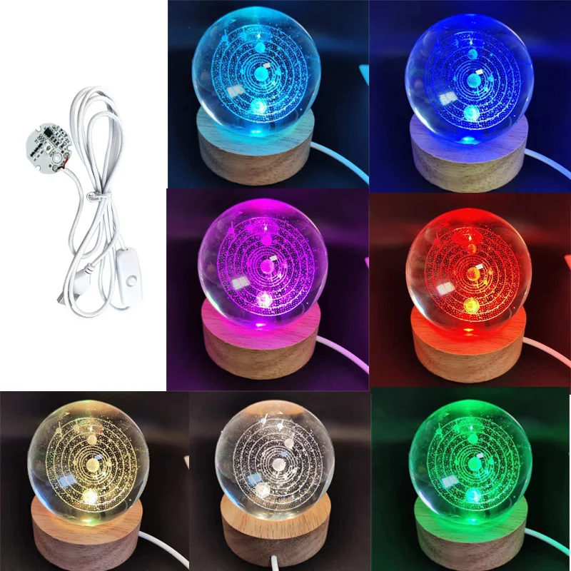 DC5V 1.5W Light Source LED Light Panel Colorful Gradient RGB Light Board with White 1.5 meter Switch Cable Changing Night Light