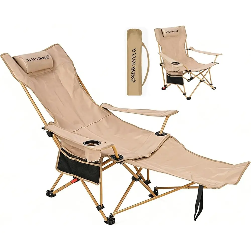 

Раскладное кресло для кемпинга с подставкой для ног, регулируемое в 4 положениях, для взрослых | Прочные пляжные кресла с подстаканником