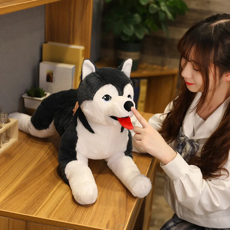 70cm Simulation Husky Dog Plush Toy Stuffed Dog Animal Pillow Toys for Children Soft Baby Doll Kids Lovely Birthday Gift