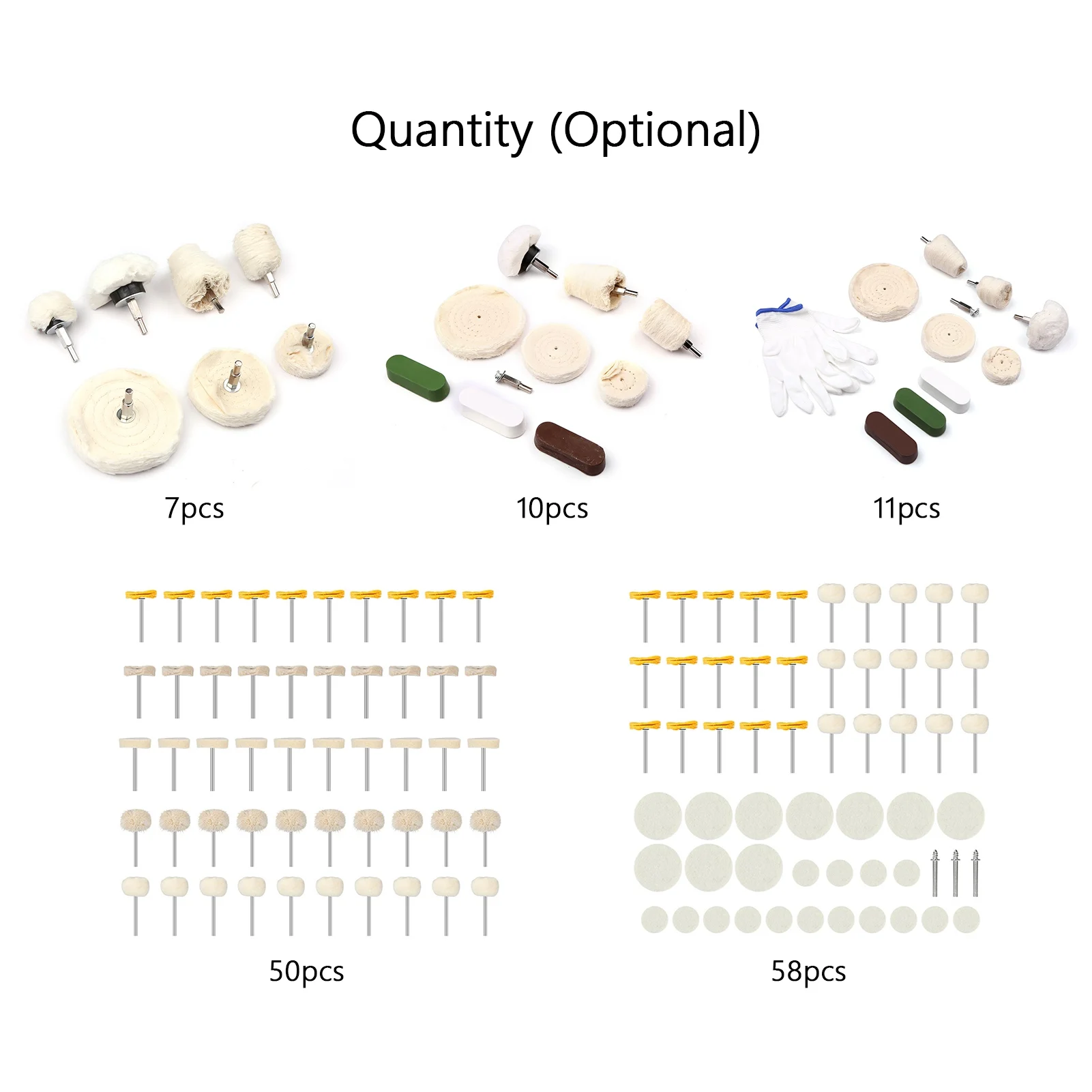 7pcs 6.35 Shank Lint Polishing Wheel Polishing Tool Kit Buffing Wheel Polishing Pad Tools for Stainless Steel Aluminum Copper view 6