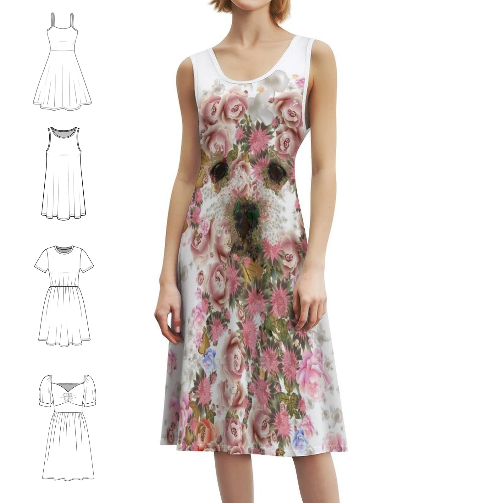 

Винтажное богемное платье без рукавов Puppy Bichon Frize для женщин, пляжные вечерние платья с принтом, винтажное ретро-цветочное платье для щенков, забавное