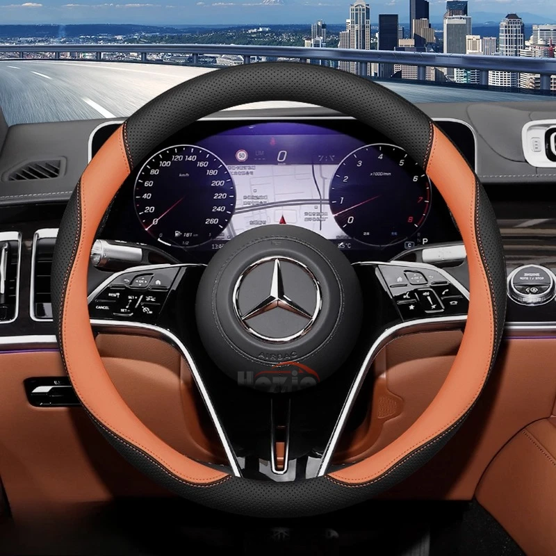 Leather Car Steering Wheel Cover for Mercedes Benz W214 C200 V-class GLE E-class GLA 200 GLC CLA A200 Interior Accessories 2025 view 5