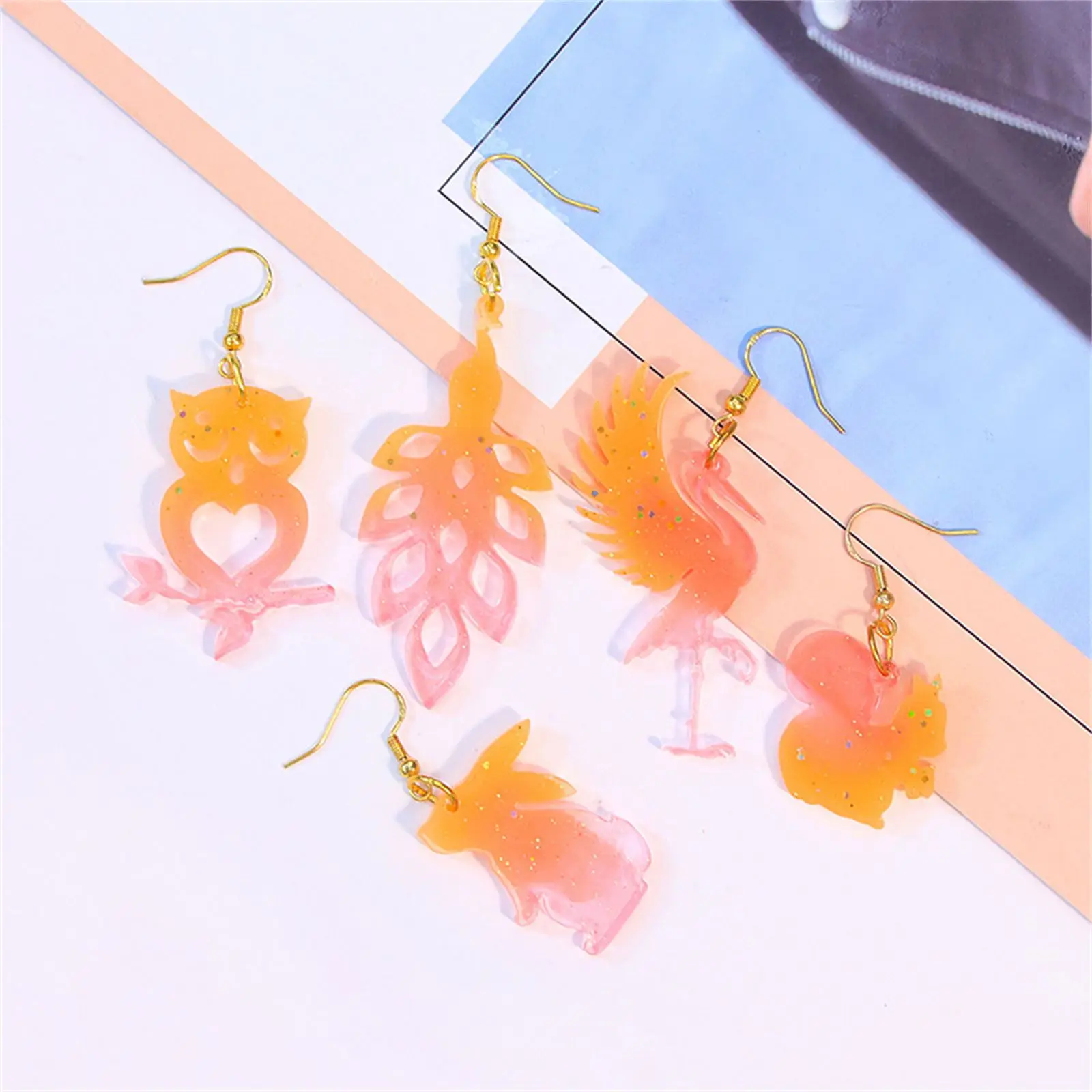 Marine Animal Insects Earring Crystal Mirror Epoxy Resin Silicone Mold Elephant Monkey Deer Shape Mold Necklace Keychain Pendant