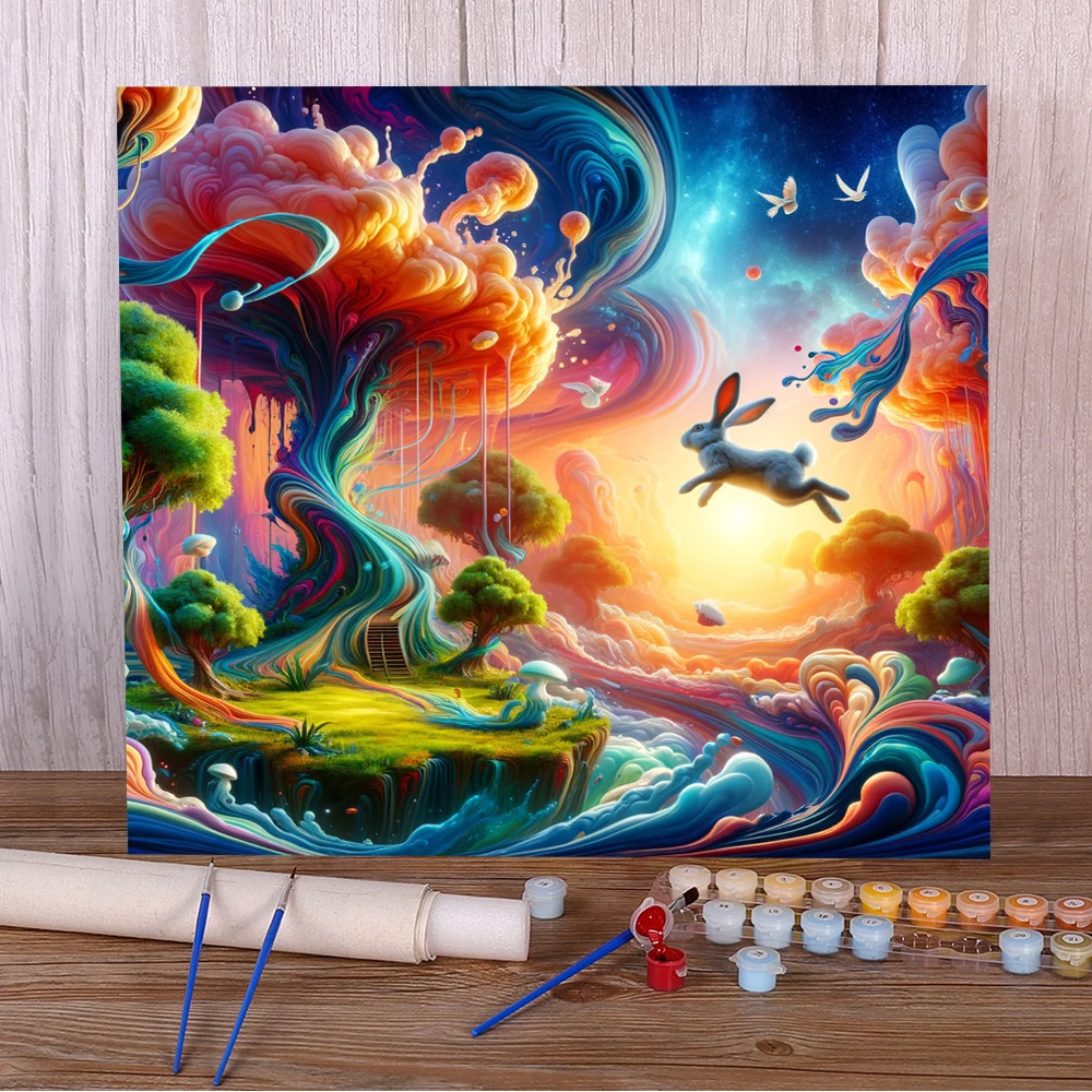 

Картина с изображением кролика по номерам, персонализированное искусство и ремесла для взрослых, украшение для спальни, подарок для жены, дропшиппинг, ГОРЯЧАЯ, рамка