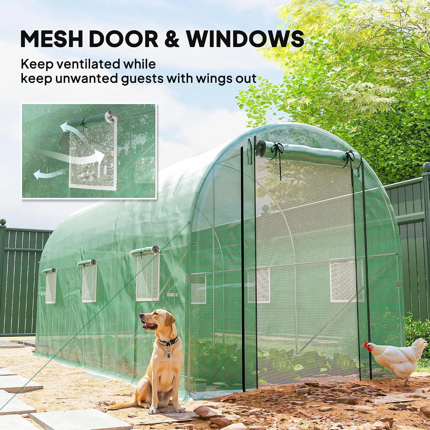 14.6'x6.5'x6.6' Hoop House Greenhouse 2 Support Rods Outdoor Plant Growing, Customized view 5