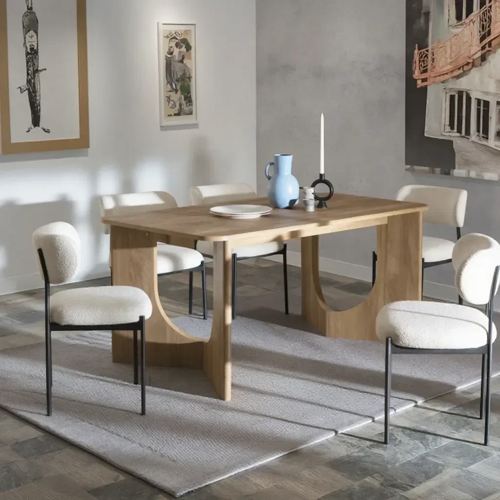 

z Contemporary Modern Dinning Table Mango Effect Table with Contemporary Arch Styles Legs for Salon Hospital Reception Desk