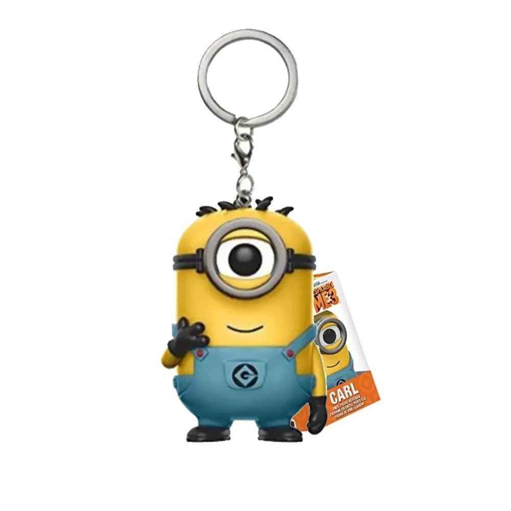 New POP Keychain Despicable Minions Me CARL Pajama Bob Agnes Pocket KeychainKeychain Toy Vinyl Digital Bag Children\'s Gifts Toys