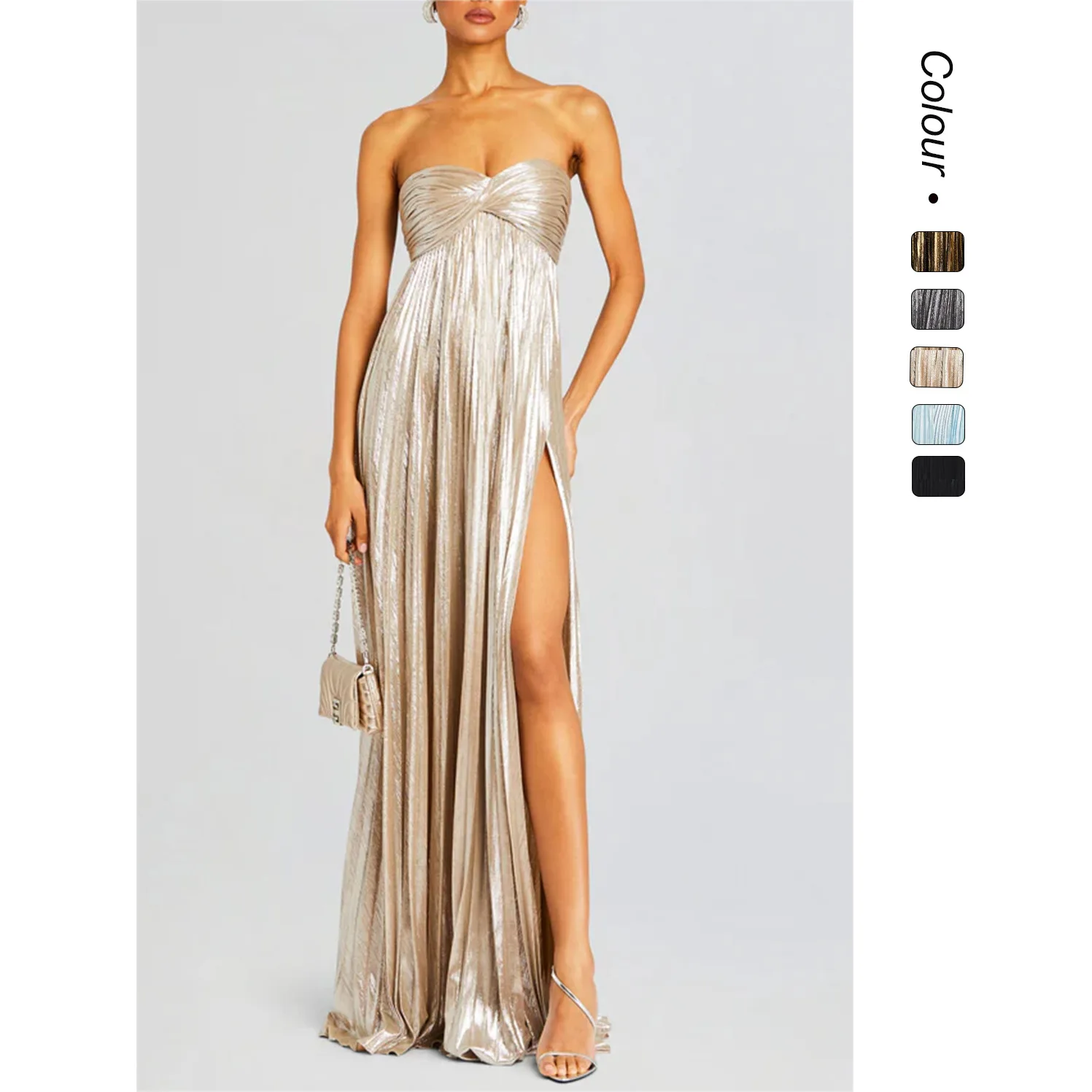 

2026 Summer Chest Wrap Dress Sexy Split Women's Evening Dress