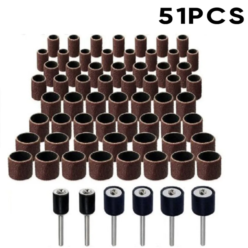 Lixar Conjunto de Tambor para Ferramentas Rotativas, Mangas, Polimento, Lixadeira, Mandris, Haste, Cilindro, Acessórios, Manutenção, 51 Pcs