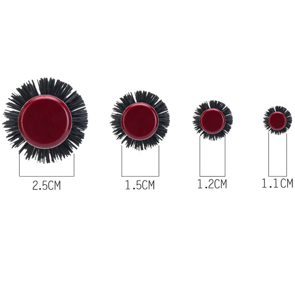 

Nylon Bristles Hair Comb Wooden Handle 1.2cm Heat Resistant Spiral Design Scalp Massager Round Comb Brush Hair Tool