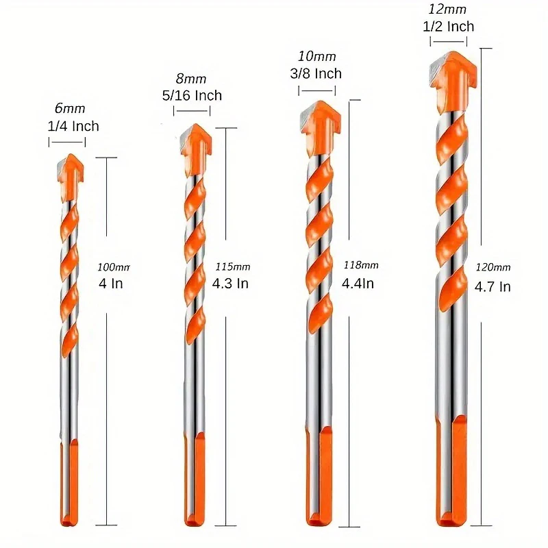 3-12mm Center Drill Bit Set  Multifunctional Carbide Drill Bits  For Embryo,Concrete,Cement,Foam Wall,Glass,Wood Drilling Tools