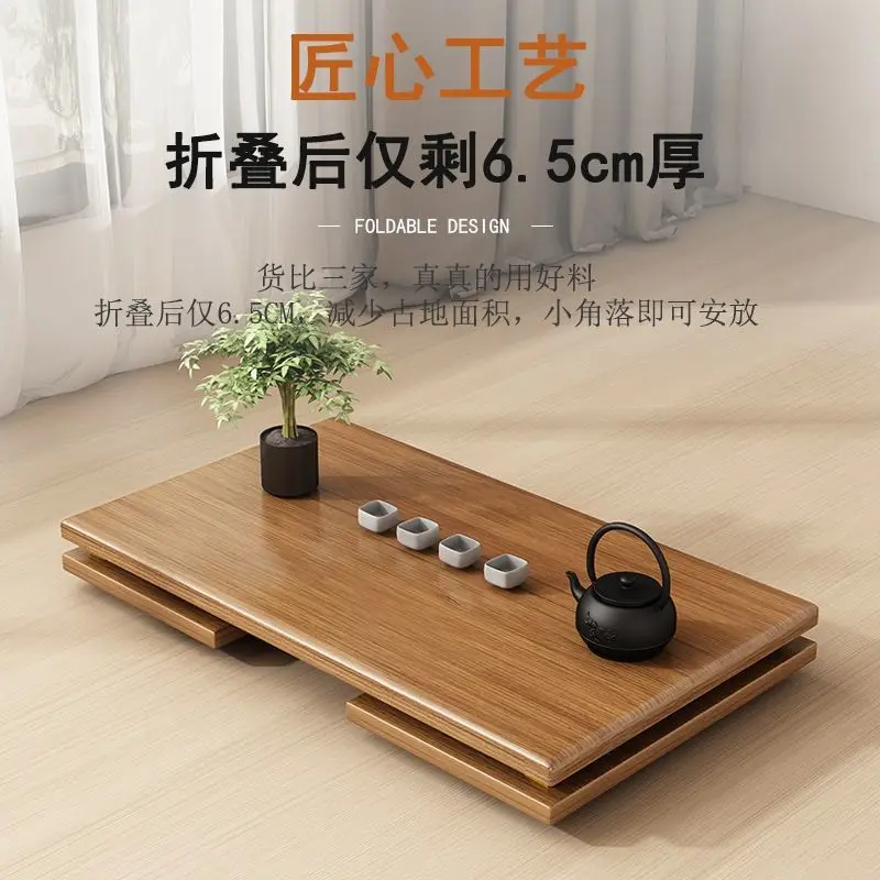 with Smooth Finish Versatile Bamboo Folding Table - Japanese Style, Perfect for Bedroom & Study, Durable Low-Rise Design