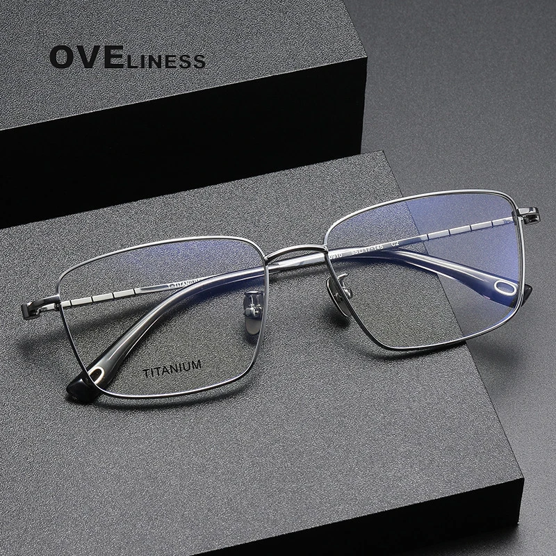 

pure Titanium Glasses Frame Men Square Myopia Prescription Eyeglasses Frame 2024 male New Full Optical Korean Eyewear Spectacles