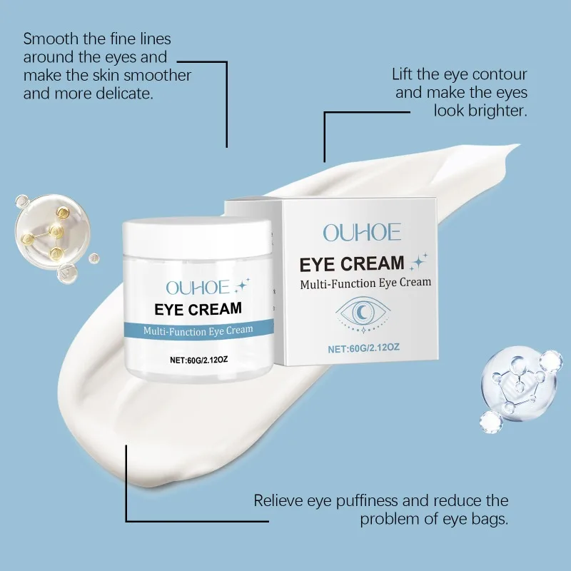 Crema hidratante para ojos, 60g, iluminadora, antihinchazón, decolora, cara, ojos, línea fina, antiarrugas, ojeras, crema para el cuidado de la piel