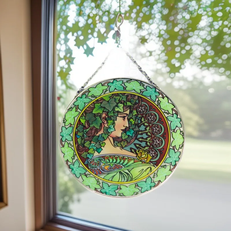 Free Shipping Day Catcher Stained Glass Ornament Window Pendant Goddess Design Glass Art Creativity