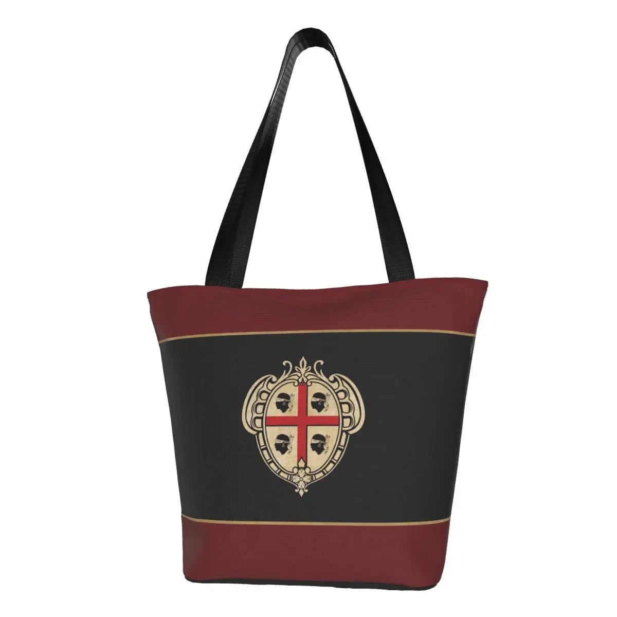 Custom Print Vintage Sardinia Coat Of Arms Shopping Tote Bag Durable Canvas Shopper Shoulder Italy Sardegna Patriotic Handbag