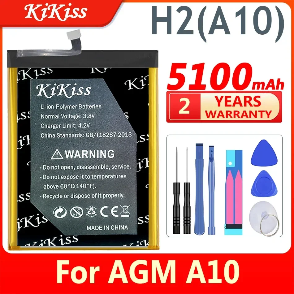 

Аккумулятор KiKiss H2 (A10) на 5100 мА · ч для смартфона AGM A10, A10, сменный перезаряжаемый аккумулятор для AGM A10, 5,7 дюйма, IP68