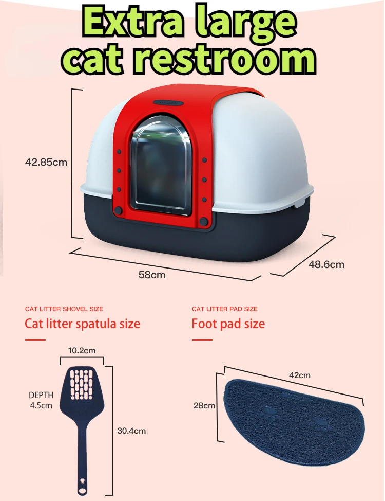 

New Cat Toilet Double Flip Leak Proof Pet Litter Box Fully Enclosed Oversized Cat Toilet Pet Cleaning Supplies Cat Toilet Bowl