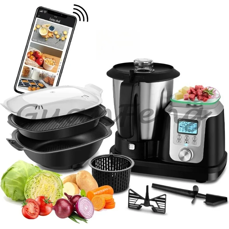 WiFi Smart Multifunctional Food Processor Kitchen Cooking Robot Knead Blend Mix Steam Boil Stir‑Fry Household Cook Machine