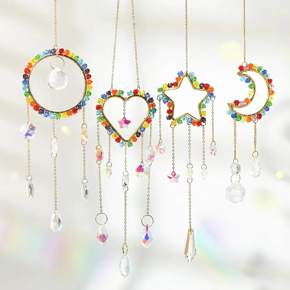 Crystal Beads Prism  Wind Chime Glass Pendant for Feng Shui Home Decor Outdoor Garden Suncatcher Holiday Party Supplies Gift